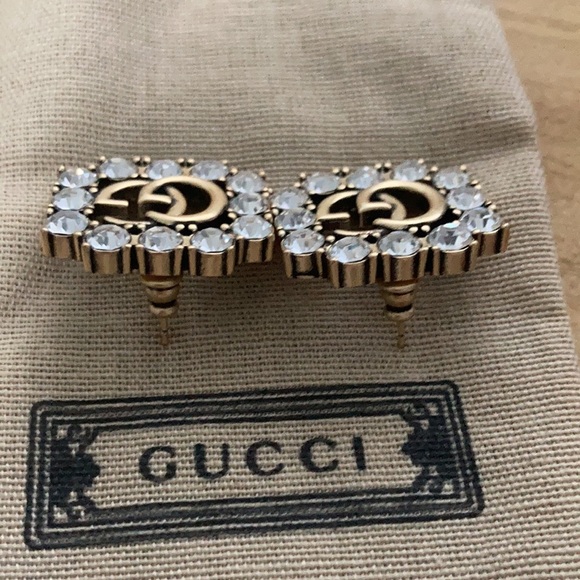 Gucci Crystal embellished GG Logo Stud Earrings - Picture 6 of 6